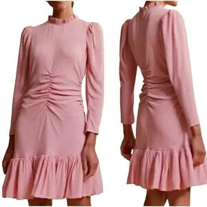 NEW! byTiMo Bubble Pink Viscose Shirred Ruffle Long Sleeve Dress | Large